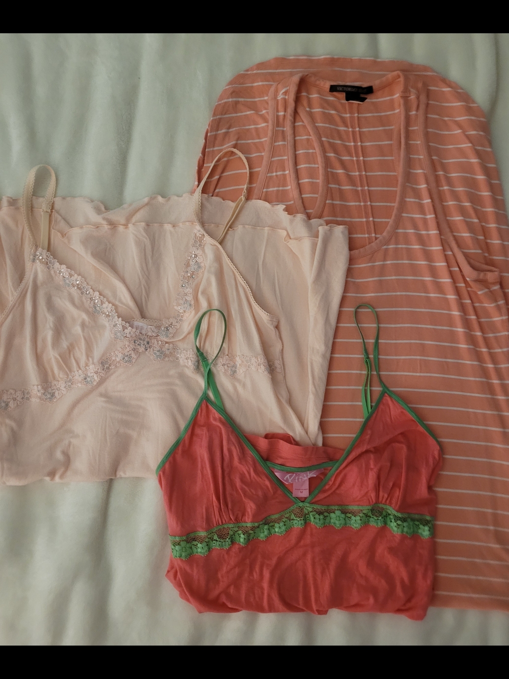 Victoria's Secret Coral & Light Pink Chemise Set
